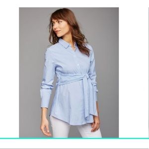 Isabella Oliver for a Pea In the Pod Maternity Tie Front Striped Button Down